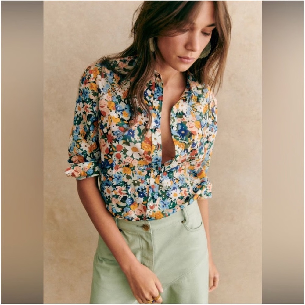 Sézane Pierro Printed Fall Flowers Sz 34